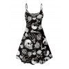 Robe gothique d'Halloween à bretelles spaghetti avec imprimé main et crâne rose - Noir XXXXXL | US 20