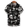 Halloween Gothic Couple Outfit Outfit Rose Skull Skeleton Hand Print Dress and Shirt Set - Noir S | US 4