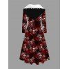 Robe gothique à capuche pour Halloween, motif papillon, crâne, toile d'araignée, lacets, coupe haute et basse - Rouge Vineux XXXXXL | US 20