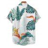 Vacation Couple Outfit Plant Print Flare Sleeve Slit Dress and Shirt Set - Vert S | US 4