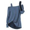 Women Outfit Skew Neck Textured Solid Color Top and Grommet Lace Up Leggings Set - Bleu S | US 4
