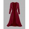 Ensemble robe à imprimé papillon rose de couleur contrastée et haut long ouvert sur le devant - Rouge Vineux XXL | US 14