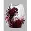 Sweat-shirt gothique à imprimé tête de mort et rose, avec boucle et col incliné - Rouge XXXXXL | US 20