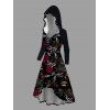 Robe à capuche gothique d'Halloween à lacets, motif crâne, squelette, rose, haut et bas - Noir XXXXXL | US 20