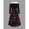 Robe à capuche gothique d'Halloween à lacets, motif crâne, squelette, rose, haut et bas - Noir XXXXXL | US 20