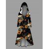 Robe à capuche gothique d'Halloween à lacets, imprimé tête de mort et tournesol, taille haute et basse - Noir XXXXXL | US 20