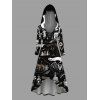 Robe à capuche gothique d'Halloween à lacets, imprimé citrouille, bougie, fantôme, haut et bas - Noir XXXXXL | US 20