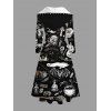 Robe à capuche gothique d'Halloween à lacets, imprimé citrouille, bougie, fantôme, haut et bas - Noir XXXXXL | US 20