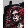 Sweat-shirt gothique à imprimé rose et sang avec boucle et col asymétrique - Noir XXXXXL | US 20