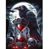 Sweat-shirt gothique d'Halloween à imprimé tête de mort, corbeau, chauve-souris, sangle à boucle, col incliné - Noir XXXXXL | US 20