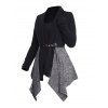 Women Outfit Asymmetric Knit Faux Twinset Top and Grommet Lace Up Leggings Set - Noir S | US 4