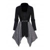 Women Outfit Asymmetric Knit Faux Twinset Top and Grommet Lace Up Leggings Set - Noir S | US 4