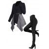 Women Outfit Asymmetric Knit Faux Twinset Top and Grommet Lace Up Leggings Set - Noir S | US 4