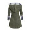 Women Outfit Plaid Knit Faux Twinset Hoodie Sweater and Topstitching Flare Jeans Set - Vert Armée S | US 4