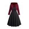 Gothic Outfit Grommet Tie Hooded Top Cami Dress Set and Earrings Boots Set - Noir S | US 4