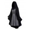 Women Outfit Long Hooded Knit Cape Mini Knit Dress Set Heart Earrings Boots Set - Gris S | US 4