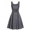 Women Outfit Long Hooded Knit Cape Mini Knit Dress Set Heart Earrings Boots Set - Gris S | US 4