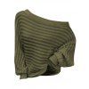Pull texturé de couleur unie, manches chauve-souris, col oblique - Vert Armée S | US 4
