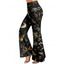 Pantalon évasé vintage imprimé papillon, fleur, feuille, lune, taille haute, élastique, long - Noir XXL | US 14