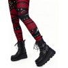 Leggings gothiques à imprimé 3D colorblock, taille haute élastique et skinny - Rouge Vineux XXL | US 14