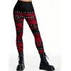 Leggings gothiques à imprimé 3D colorblock, taille haute élastique et skinny - Rouge Vineux S | US 4