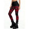 Leggings gothiques à imprimé 3D colorblock, taille haute élastique et skinny - Rouge Vineux L | US 8-10