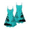 Robe de vacances Mini-robe à bretelles spaghetti à imprimé cocotier et mouette - Noir XXXXXL | US 20