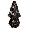 Robe à capuche d'Halloween à imprimé citrouille, chat, chauve-souris, robe à capuche haute et basse - Noir XXL | US 14