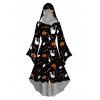 Robe à capuche d'Halloween à imprimé citrouille, chat, chauve-souris, robe à capuche haute et basse - Noir XXL | US 14