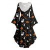 Robe à capuche d'Halloween à imprimé citrouille, chat, chauve-souris, robe à capuche haute et basse - Noir XXL | US 14