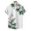 Chemise de vacances pour homme, chemise boutonnée à imprimé fleurs et feuilles - Vert 5XL