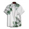 Chemise de vacances pour homme, chemise boutonnée à imprimé fleurs et feuilles - Vert 5XL