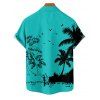 Chemise de vacances pour homme, boutonnée, imprimé cocotier et mouette - Turquoise 5XL