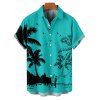 Chemise de vacances pour homme, boutonnée, imprimé cocotier et mouette - Turquoise 5XL