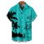 Chemise de vacances pour homme, boutonnée, imprimé cocotier et mouette - Turquoise 5XL
