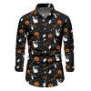 Halloween Couple Outfit Pumpkin Cat Bat Print High Low Hoodie Dress and Shirt Set - Noir S | US 4