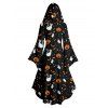 Halloween Couple Outfit Pumpkin Cat Bat Print High Low Hoodie Dress and Shirt Set - Noir S | US 4