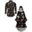 Halloween Couple Outfit Pumpkin Cat Bat Print High Low Hoodie Dress and Shirt Set - Noir S | US 4