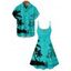 Vacation Couple Outfit Coconut Tree Seagull Print Dress and Shirt Set - Turquoise S | US 4