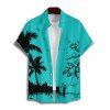 Vacation Couple Outfit Coconut Tree Seagull Print Dress and Shirt Set - Turquoise S | US 4