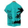 Vacation Couple Outfit Coconut Tree Seagull Print Dress and Shirt Set - Turquoise S | US 4