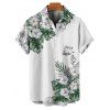 Vacation Couple Outfit Flower Leaf Print Belt Dress and Shirt Set - Vert S | US 4