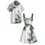 Vacation Couple Outfit Flower Leaf Print Belt Dress and Shirt Set - Vert S | US 4