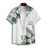 Vacation Couple Outfit Flower Leaf Print Belt Dress and Shirt Set - Vert S | US 4
