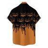 Chemise gothique d'Halloween pour homme, chemise boutonnée à imprimé citrouille colorblock - Orange 5XL