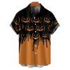 Chemise gothique d'Halloween pour homme, chemise boutonnée à imprimé citrouille colorblock - Orange 5XL