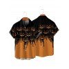 Chemise gothique d'Halloween pour homme, chemise boutonnée à imprimé citrouille colorblock - Orange 5XL