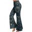 Pantalon évasé vintage imprimé soleil céleste, lune et étoiles, taille haute élastique, pantalon long - Bleu gris XXL | US 14