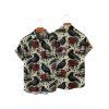 Chemise gothique pour homme pour Halloween, chemise boutonnée à imprimé corbeau et rose - Vert clair 5XL