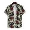 Chemise gothique pour homme pour Halloween, chemise boutonnée à imprimé corbeau et rose - Vert clair 5XL